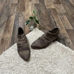 Free People Size 38 (7.5 US) Distressed Lost Valley Sliced Point Toe Booties